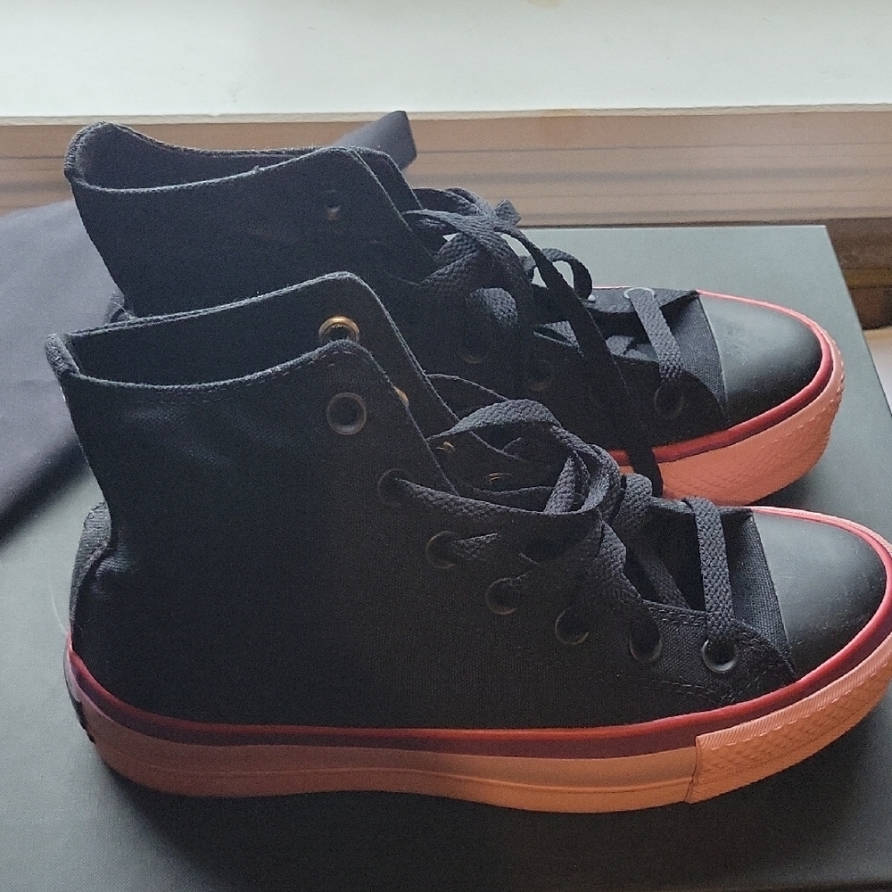 Converse Black and Pink High-Top Sneakers
